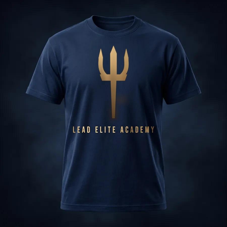 Lead Elite Academy navy tee with gold trident